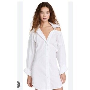 Alexanderwang.t Shirt Dress Womens Size 2 White Cutout & Open Back Poplin New